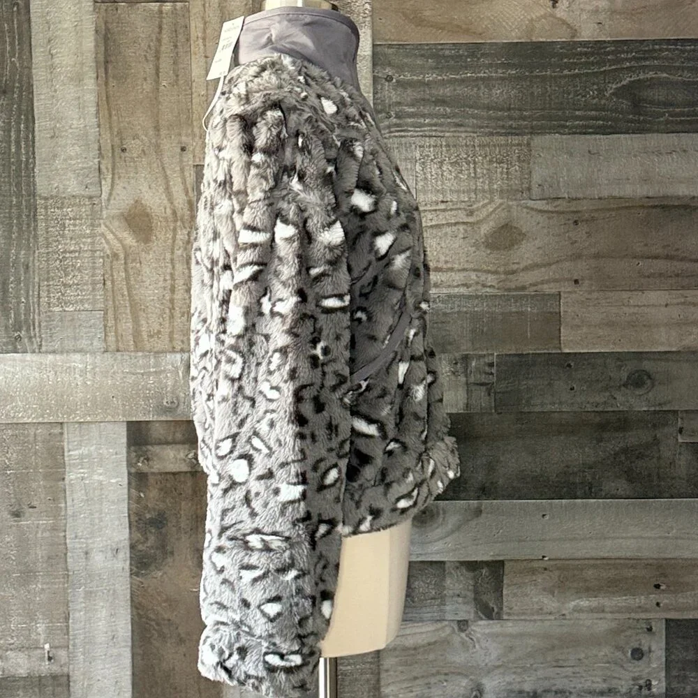 NWT! Socialite faux fur gray leopard print jacket small feminine glam winter - Picture 8 of 10